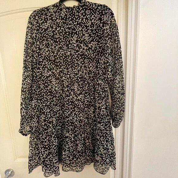 LA RAGAZZE silk blend long sleeves dress W. SIZE L.Black/white print. ITALY - Picture 12 of 12